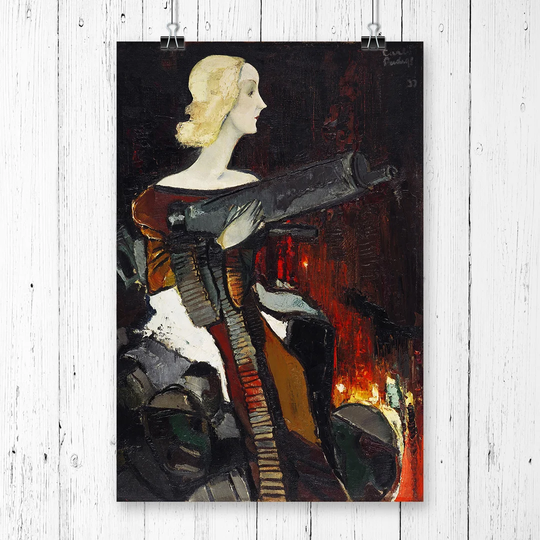 'Madonna with Machine Gun' by Karlis Padegs Printing Print
