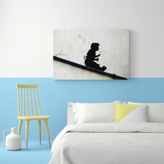 Drain Pipe Bubble Girl - Wrapped Canvas Graphic Art Print