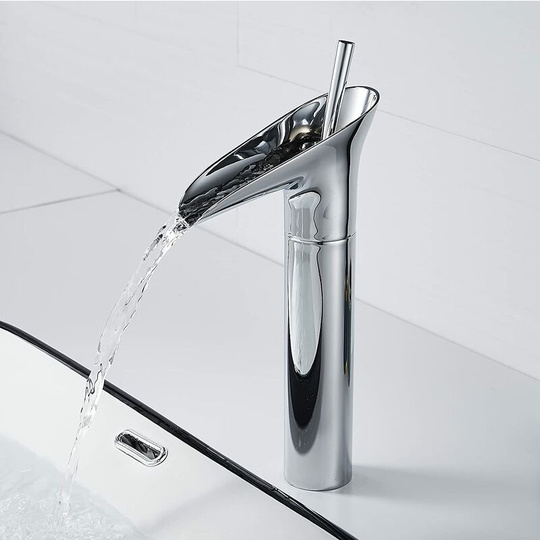 Basin Faucet, Waterfall Mixer Tap for Bathroom, Adjustable Hot and Cold Basin Mixer Tap, Chrome Plated Brass