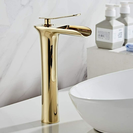 Swyeoot - faucet bathroom waterfall basin faucet tall bathroom faucet countertop sink faucet bathroom gold
