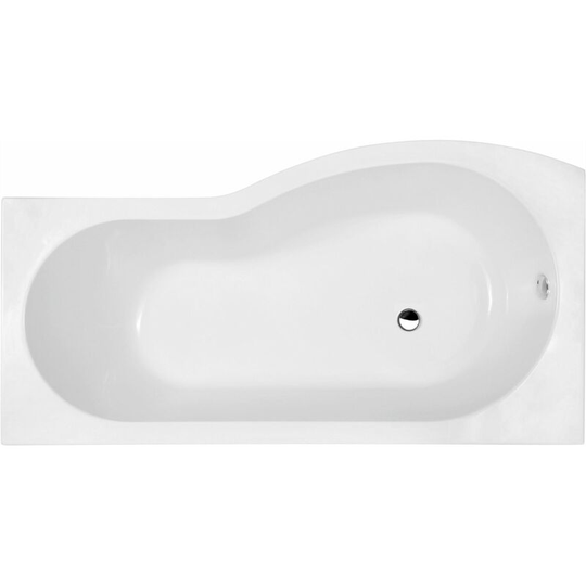 Bathroom P Shaped Left Hand Shower Bath Acrylic Gloss White Bathtub 1700 Modern - White
