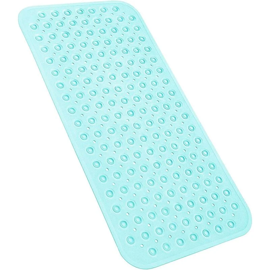 31x15.5In Non-Slip Bath Tub Shower Mat, with Suction Cups and Drain Holes (Clear Green)