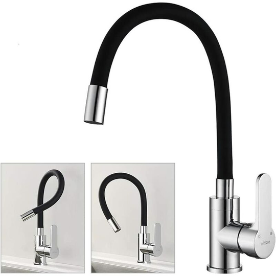 360° Black Swivel Kitchen Faucet for Single and Double Sinks Chrome Swivel Kitchen Faucet Brass Core High Pressure Sink Mixer Tap