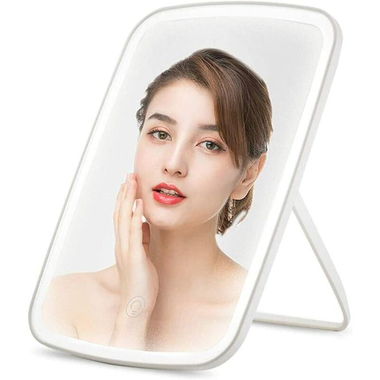 Bette Makeup Mirror Illuminated Makeup Mirror Rechargeable Battery Tabletop Mirror Light Touch Lighting with 33 LEDs Adjustable