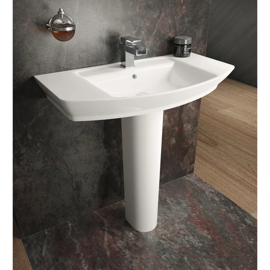 Maya Vitreous China Rectangular 550mm Full Pedestal Basin