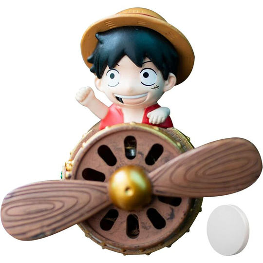 Ilovemilan - Car Air Freshener - Monkey d Luffy Automotive Rotating Propeller Air Outlet Fan Freshener Vent Clips with 1 Aromatherapy Tablet - Aroma