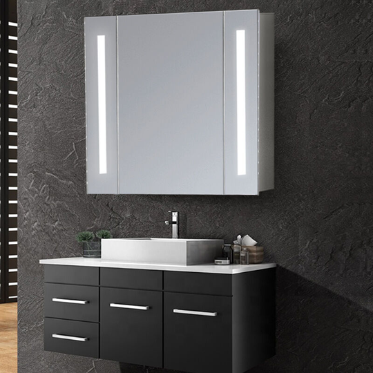 Led Illuminated Anti-fog Wall Mounted Mirror Cabinet Sensor Switch with Shaver Socket - Livingandhome