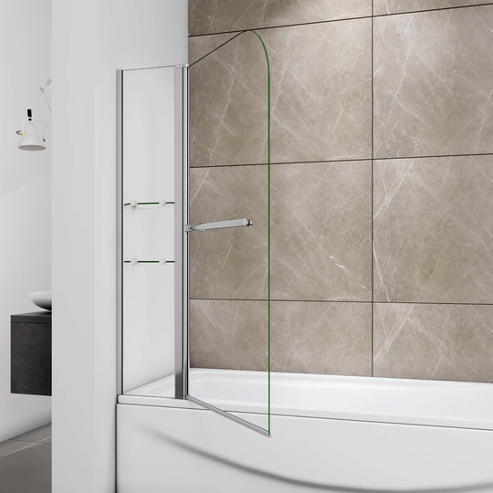 Margery L Shape Tempered Glass Pivot Bath Screen
