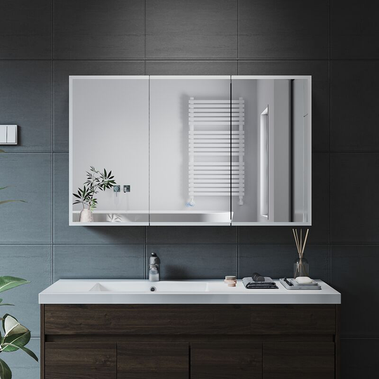 Led Bathroom Cabinet Stainless Steel Cupboard Mirror Cabinet with Shavor Socket Touch Sensor 1050x650X125mm 3 Doors Design| Dimmable| Bluetooth