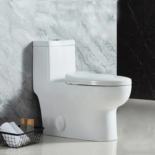 Bathroom Elongated Close Coupled Toilet with Dual Flush and Soft Close Seat