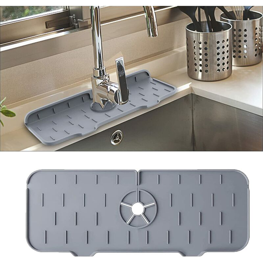 Anti-Drip Silicone Faucet Handle, Faucet Water Catch Mat, Sink Splash Catcher, Kitchen Bathroom Drying Mat, Dish Drying Mat, Sink Drain Pad