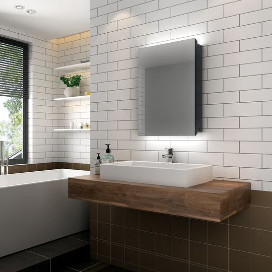 Elegant - Illuminated Bathroom Mirror Cabinet with Lights, Wall Mounted led Bathroom Mirror with Shelf, 500 x 700mm, Shaver Socket