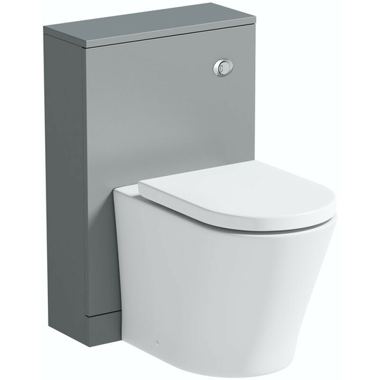 Clarity - satin grey back to wall unit and contemporary toilet with soft close seat - Grey