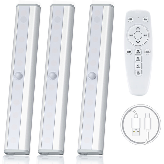 3.7V 0.7W 20LEDs Strips Cabinet Lamp Kit Set with Controller Sensitive Touching Control/ 10 Levels Dimmable/ 50%&100% Preset Adjustable Brightness/ 4