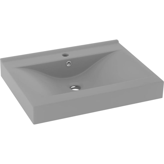 Luxury Basin with Faucet Hole Matt Light Grey 60x46 cm Ceramic vidaXL - Grey