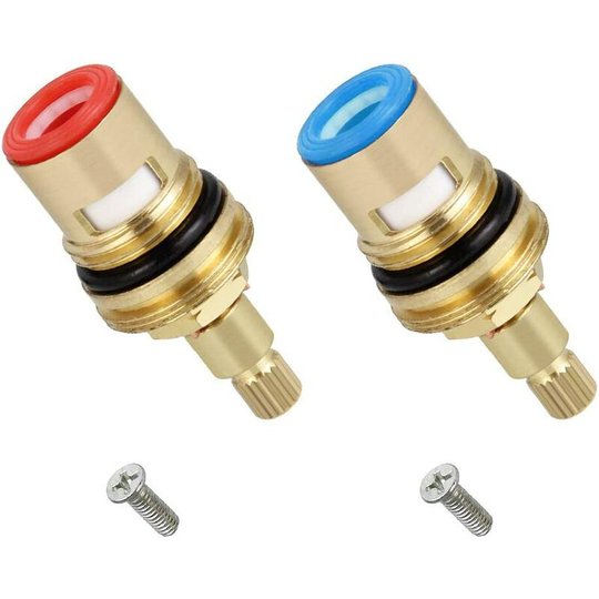 2Pcs Ceramic Disc Head, 1/2 'Ceramic Cartridges, Universal Replacement for Brass Faucet 20 Notches x 53mm Replacement for Kitchen, Bathroom (Hot and