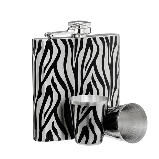 Zebra Hip Flask Set