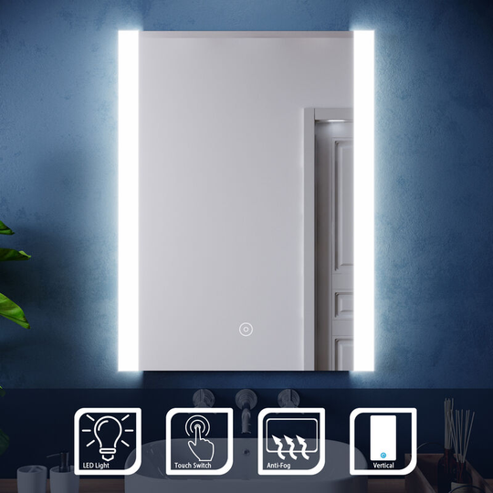 ELEGANT Aluminium Alloy Framed Mirror 800x600mm LED Illuminated Bathroom Mirror with Touch Sensor, Demister