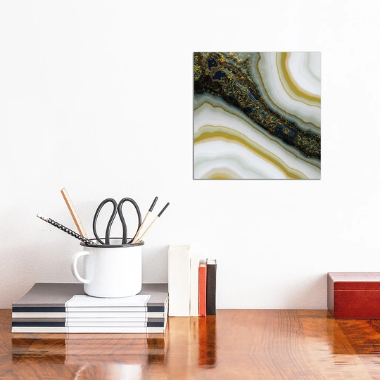 Navy and Gold Abstract - Graphic Art Print on Canvas