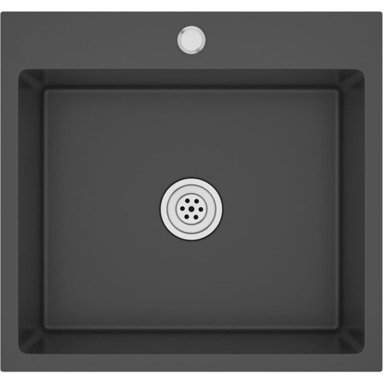 Handmade Kitchen Sink Black Stainless Steel vidaXL - Black