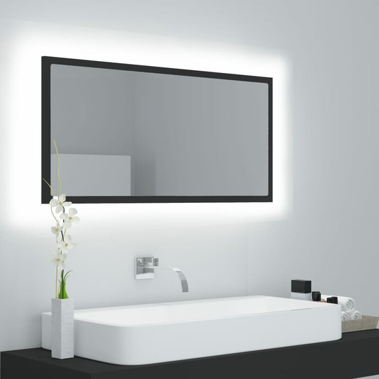 Led Bathroom Mirror Grey 90x8.5x37 cm Chipboard FF804934_UK - Topdeal