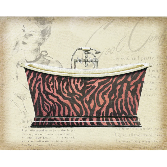 Pink Zebra Bathtub - Wrapped Canvas Painting Print