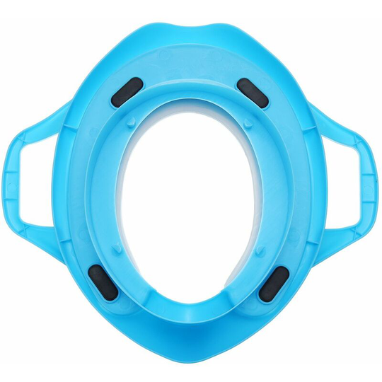 Children's Toilet Seat Soft Cushion Toddler Kids Safety Soft Toilet Training Trainer Potty Seat Handles (Blue, Toilet Ring)