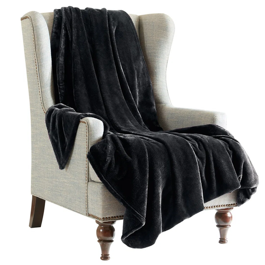 Fluffy Soft Throw - Flannel Throw-Fleece Blanket Throws - Micro Velour Bed Throw Blankets - Versatile Blanket(150X200cm, Black)