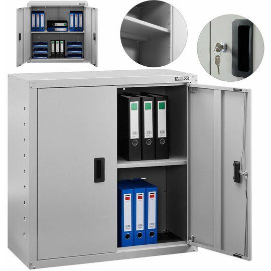 Office Cabinet Storage Cabinet Utility Cabinet Steel Cabinet Grey - grey - Arebos