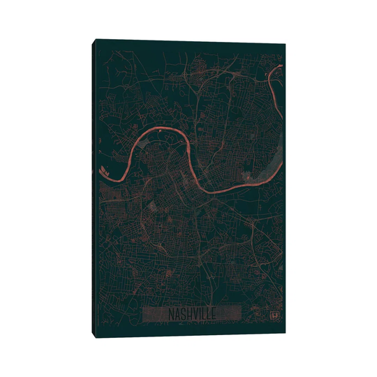 Nashville Infrared Urban Blueprint Map by Hubert Roguski - Wrapped Canvas Graphic Art
