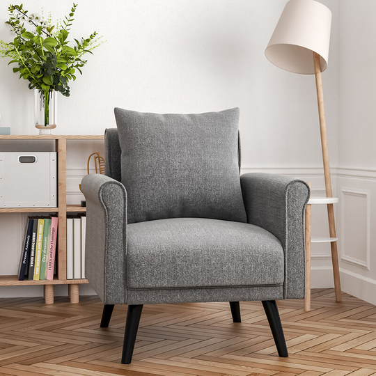 Grey Contemporary Upholstered Armchair - Livingandhome