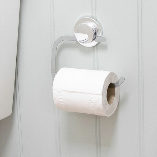 Stick n Lock Toilet Roll Holder Easy Fit Chrome Bathroom Accessories - Silver - Croydex