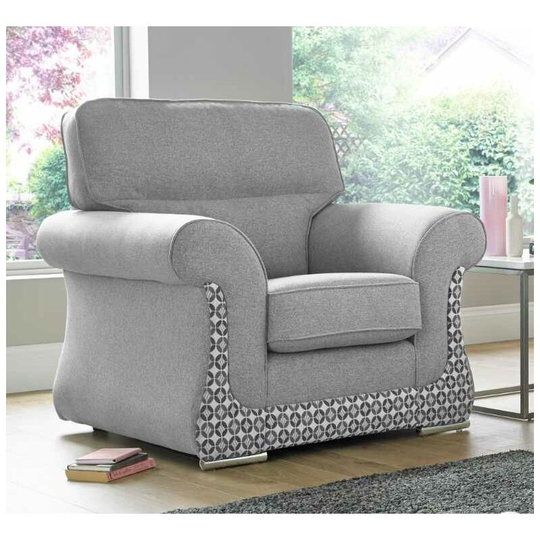 Luna Armchair 1 Seater Fabric Sofa Settee Upholstered In Halifax Light Grey