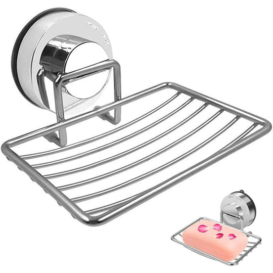 Wall Mounted Soap Dish Basket, Stainless Steel Soap Holder, Suction Cup Soap Dish, Durable Rustproof Punch Free Stainless Steel Draining Soap Tray