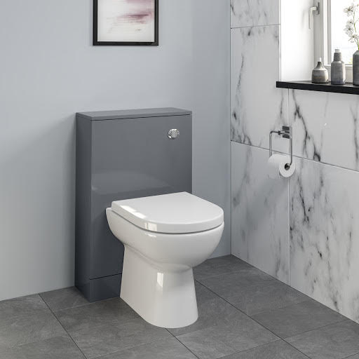 Aurora Grey Gloss Concealed Cistern Unit & Toilet - 500mm Width (215mm Depth)