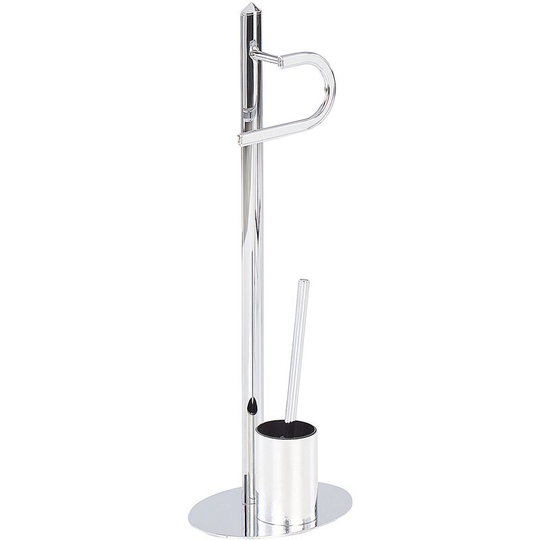 Modern Freestanding Toilet Paper Holder and Brush Stand Steel Silver Sarto - Silver