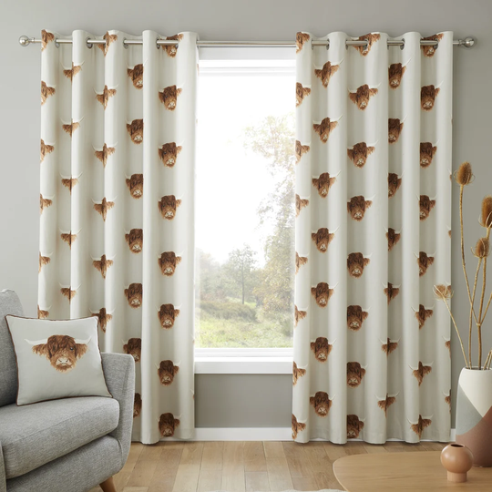 Streetsboro Highland Cow Eyelet Room Darkening Curtains
