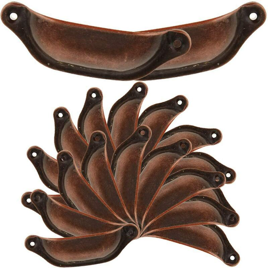 Perlerare - 20 Vintage Shell Handle for Kitchen Furniture Cabinet Drawer, Curved Iron Retro Cupboard Door Knob, Furniture Handle Iron Knob,