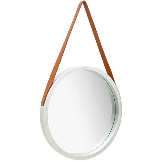 Wall Mirror with Strap 50 cm Silver - Hommoo