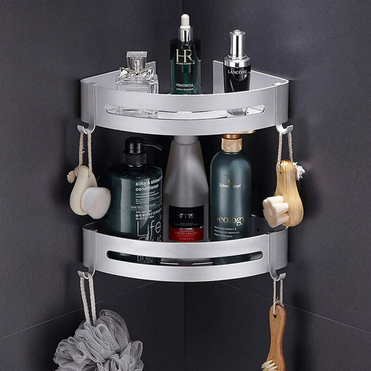 Drilling Shower Shelf Bathroom Shelf Rustproof Aluminum Storage Storage 2 Shelves for Shampoo Soap