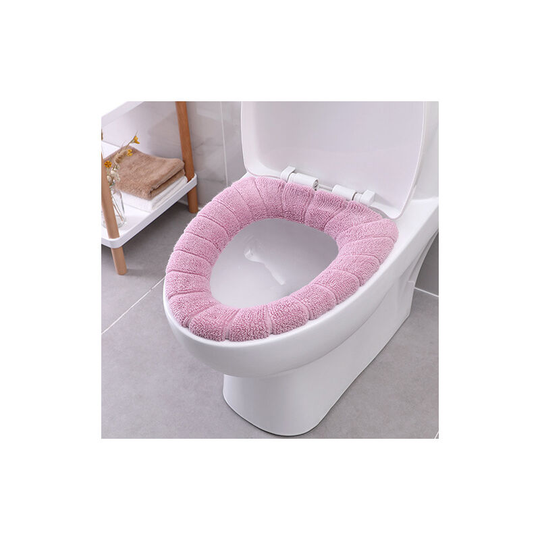 Toilet Seat Cushion Mats Retractable Toilet Seat Pads Washable Soft Washable Heated Toilet Cover Fits Most Type Toilet (Pink)