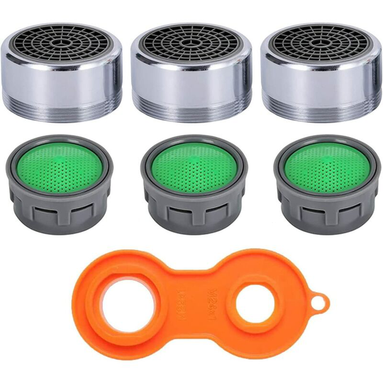 M24 Faucet Aerator, Set of 6 Water Saving Faucet Aerator with abs Filter, Faucet Filter for Bathroom and Kitchen Sink