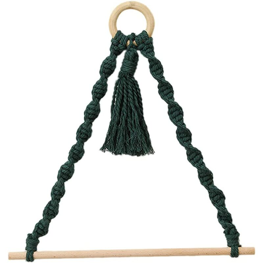 Toilet Paper Holder, Rope Toilet Paper Holder Nordic Wood Wall Hanging Towel Holder Bathroom Decor - Dark Green