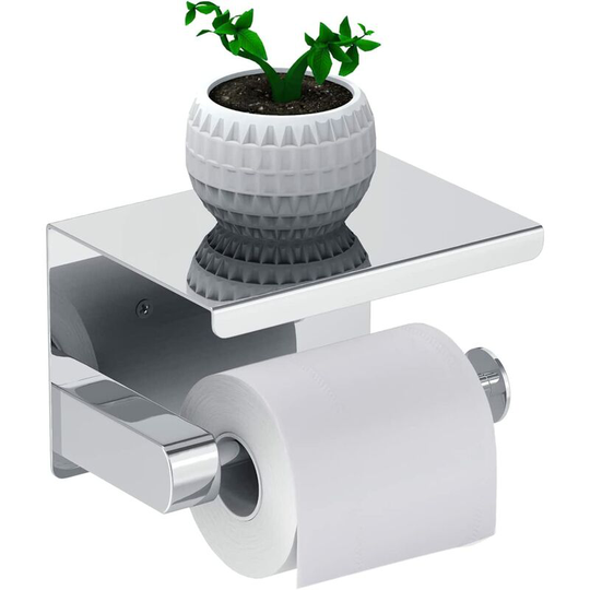 Toilet Paper Holder, No Drilling, Toilet Paper Holder, Paper Holder with Shelf, sus 304 Stainless Steel, Self-adhesive and Wall Mount Bathroom