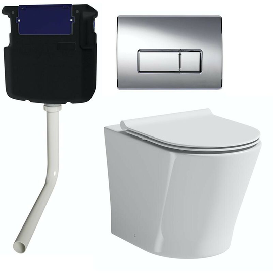 Mode - Tate back to wall toilet with slim soft close seat, concealed cistern and push plate - White