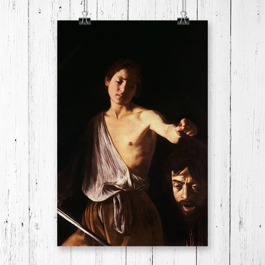 David with the Head of Goliath' by Caravaggio Graphic Art