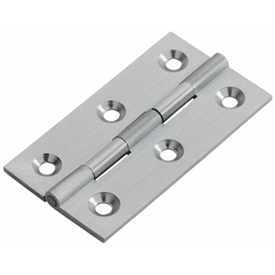 Pair 64 x 35 x 2mm Cabinet Hinge Satin Chrome Small Cupboard Door
