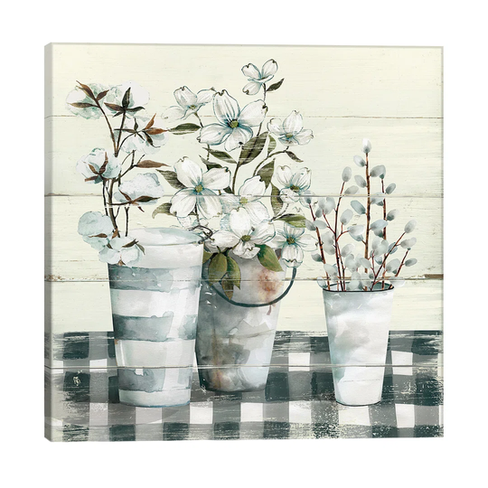 'Spring Gingham I' Painting on Wrapped Canvas
