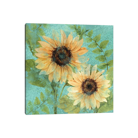 Sunflower Teal by Kimberly Allen - Wrapped Canvas Painting