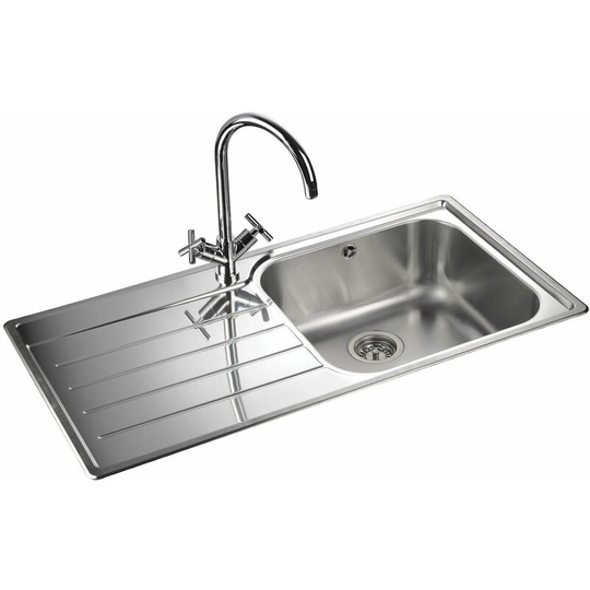 Oakland Kitchen Sink 1.0 Bowl lh Drainer Inset Stainless Steel Waste - Silver - Rangemaster